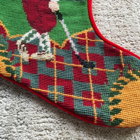 Vintage Needlepoint Christmas Stocking-Golfer - Picture 9 of 9
